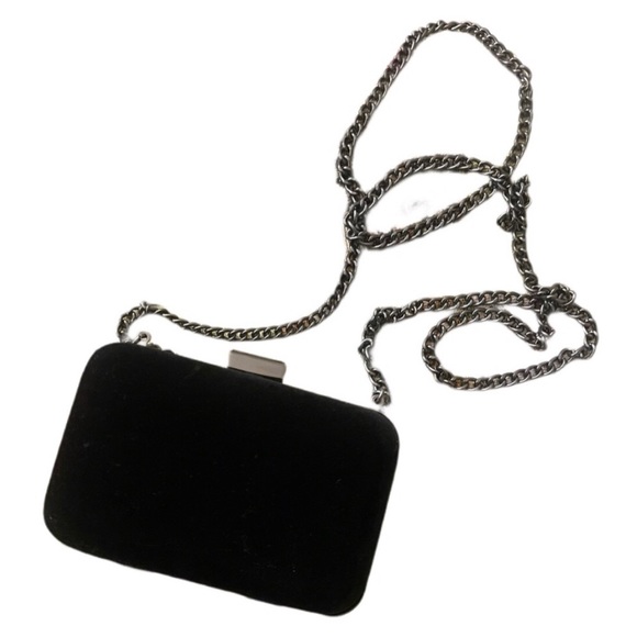 Giorgio Armani Handbags - ARMANI Parfumes Black Velvet & Gun Metal Mini Box Purse Micro Evening Bag